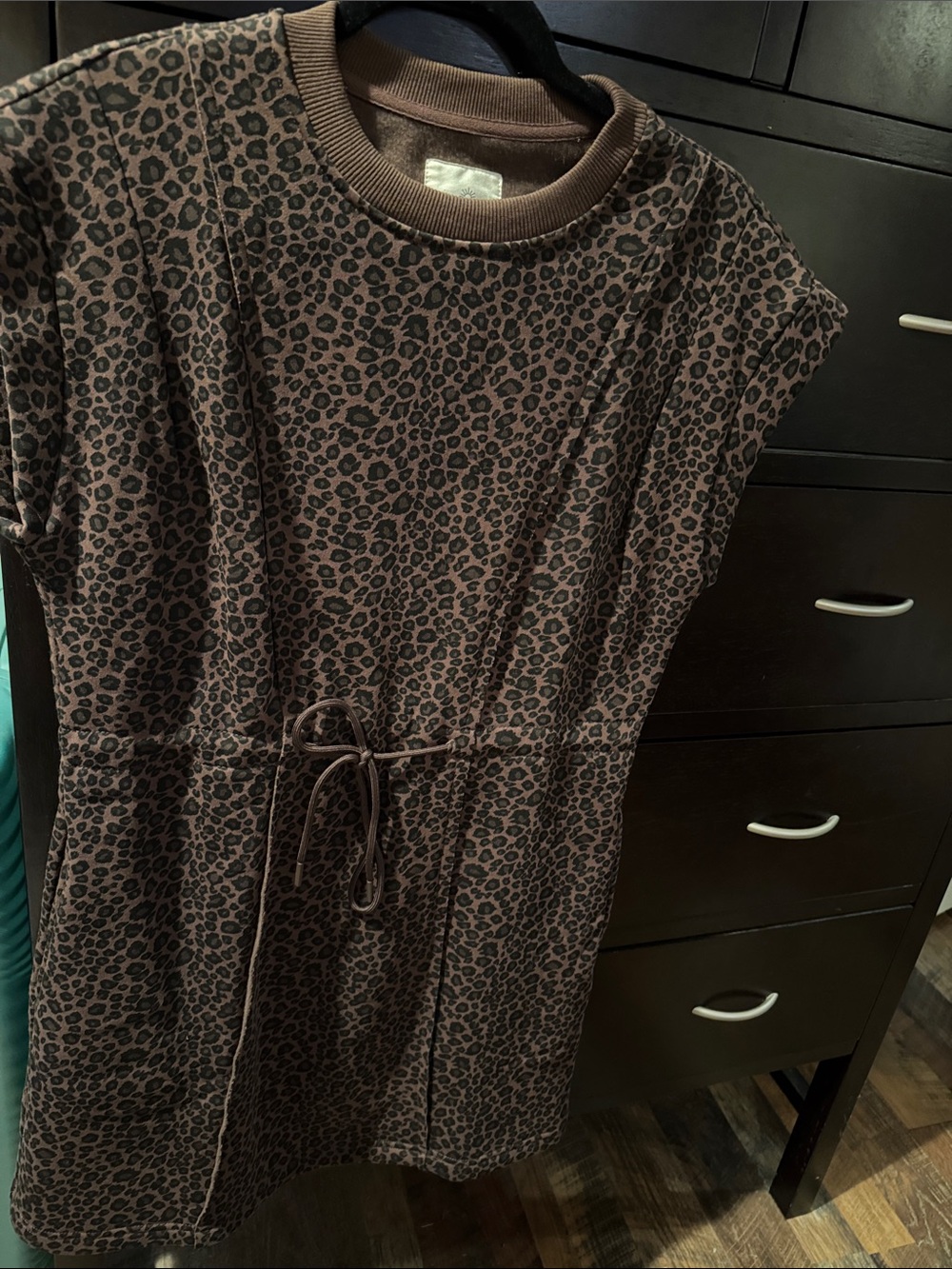 Umgee Brown Leopard Print Tie-Waist Casual Dress